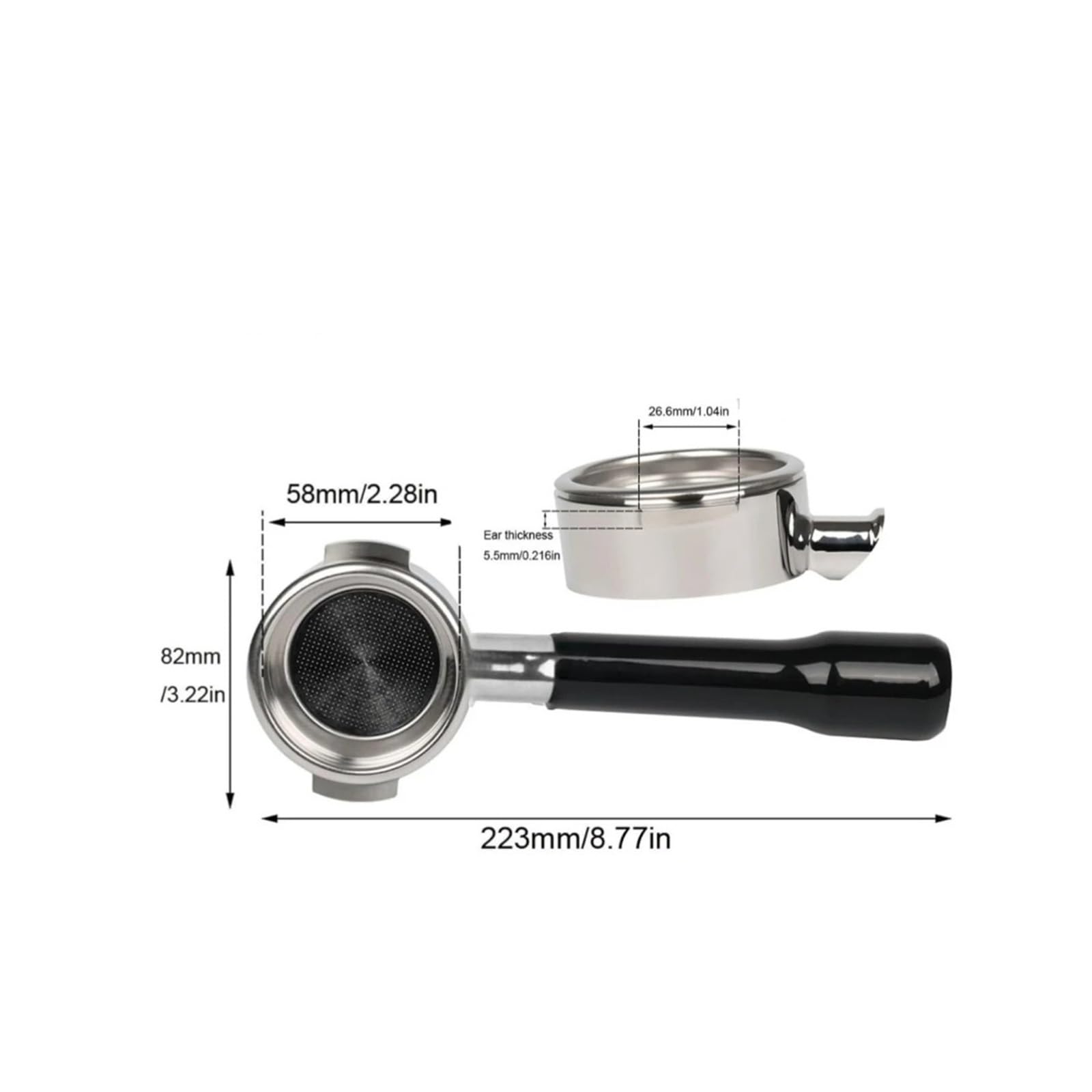 Mango For Máquina De Café, Compatible Con E61, 58mm, Portafiltro Desnudo Sin Fondo, Accesorio De Barista De Repuesto For Máquina De Café