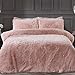 Sleepdown 5056242754640 komplet pościeli z poszewkami na poduszki, polar, długie runo, sztuczne futro, super miękki, łatwy w utrzymaniu, 200 x 200 cm, różowy, poliester, róż, podwójne łóżko