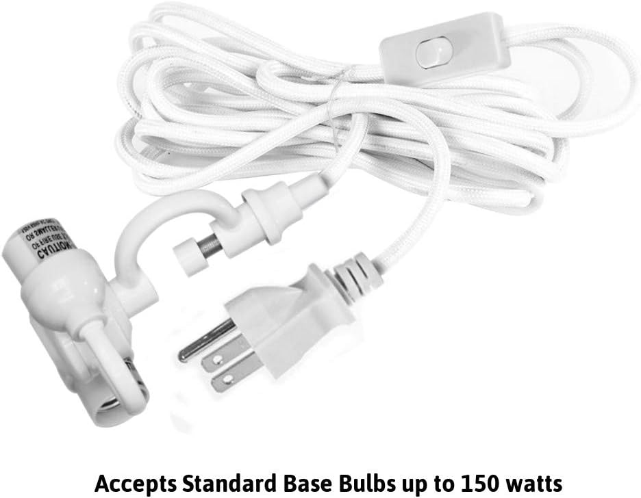 MAST Plug-in Wall Mount Pendant, 2 Light White Cord/Arm with Diffuser, Textured Oatmeal Shade 18x18x10