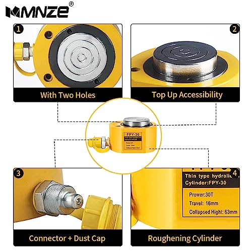 Image of 30T 14mm /0.55 inch Stroke Hydraulic Cylinder Jack Mini Hydraulic Ram Jack Porta Power Retract Automatically Split Single Acting Lifting Cylinders for Machinery Ship Bridge Construction