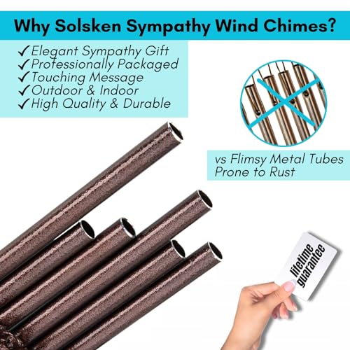 Solsken Home Memorial Wind Chimes - Sympathy Wind Chimes - Relaxing, Sweet Tones - Bronze - 29", A-Bronze Tree of life - Image 4