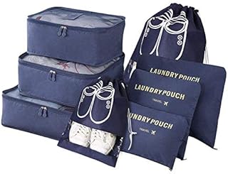 Vicloon Travel Organiser Packing Bags,8 PCS Travel Packing Cubes Set for Clothes Shoes Travel Luggage Organizers Storage Bags (Dark Blue)