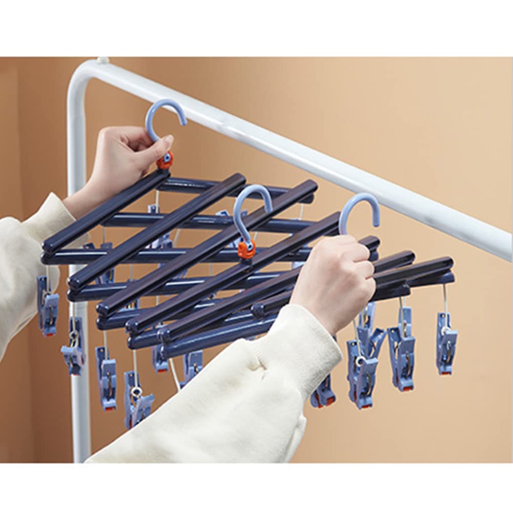 ISAKEN Stendibiancheria Appendiabiti con 29 clip Stendino per Bucato Pieghevole Clip di Plastica Stendini Antivento per Calzini Biancheria Intima Asciugamano (Rosa