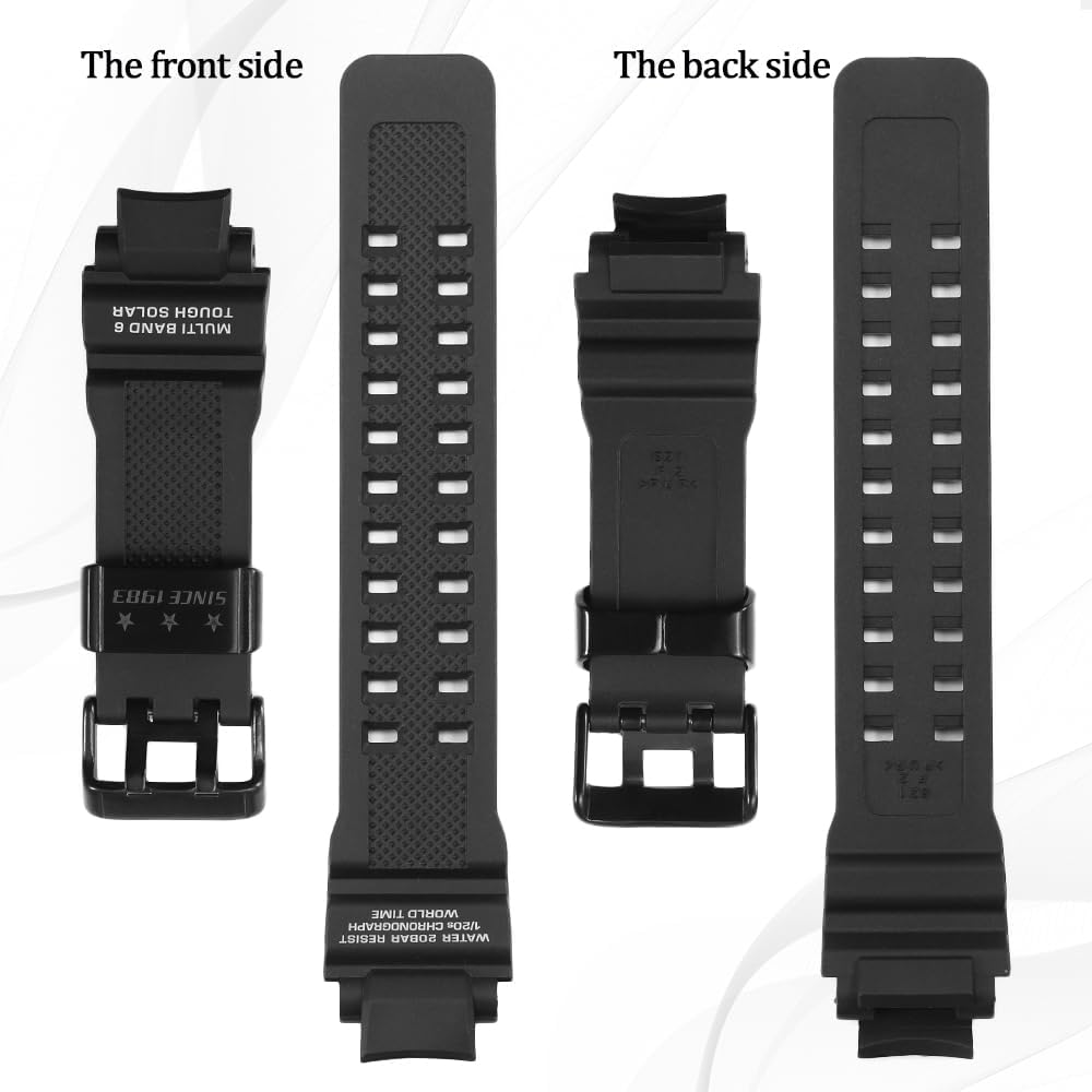 Resin Replacement Watch Band Compatible with Casio GA-1000 GA-1100 GW-A1000 GW-4000,Black Rubber Strap for Model 10435441