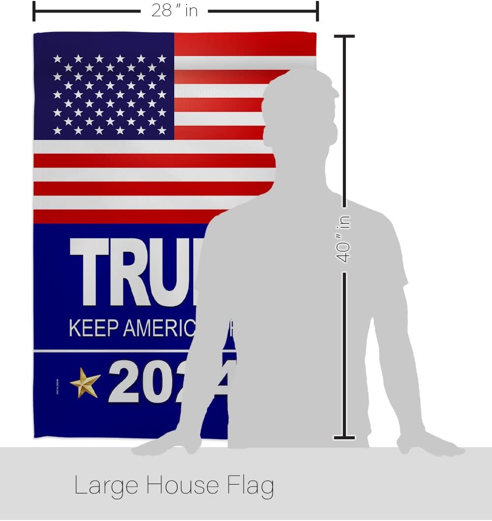 2020 President House Flag Dowel Set Patriotic Vote Election Keep America United State American Decoration Banner Small Garden Yard Gift Double-Sided, 28" x 40", Thick Fabric