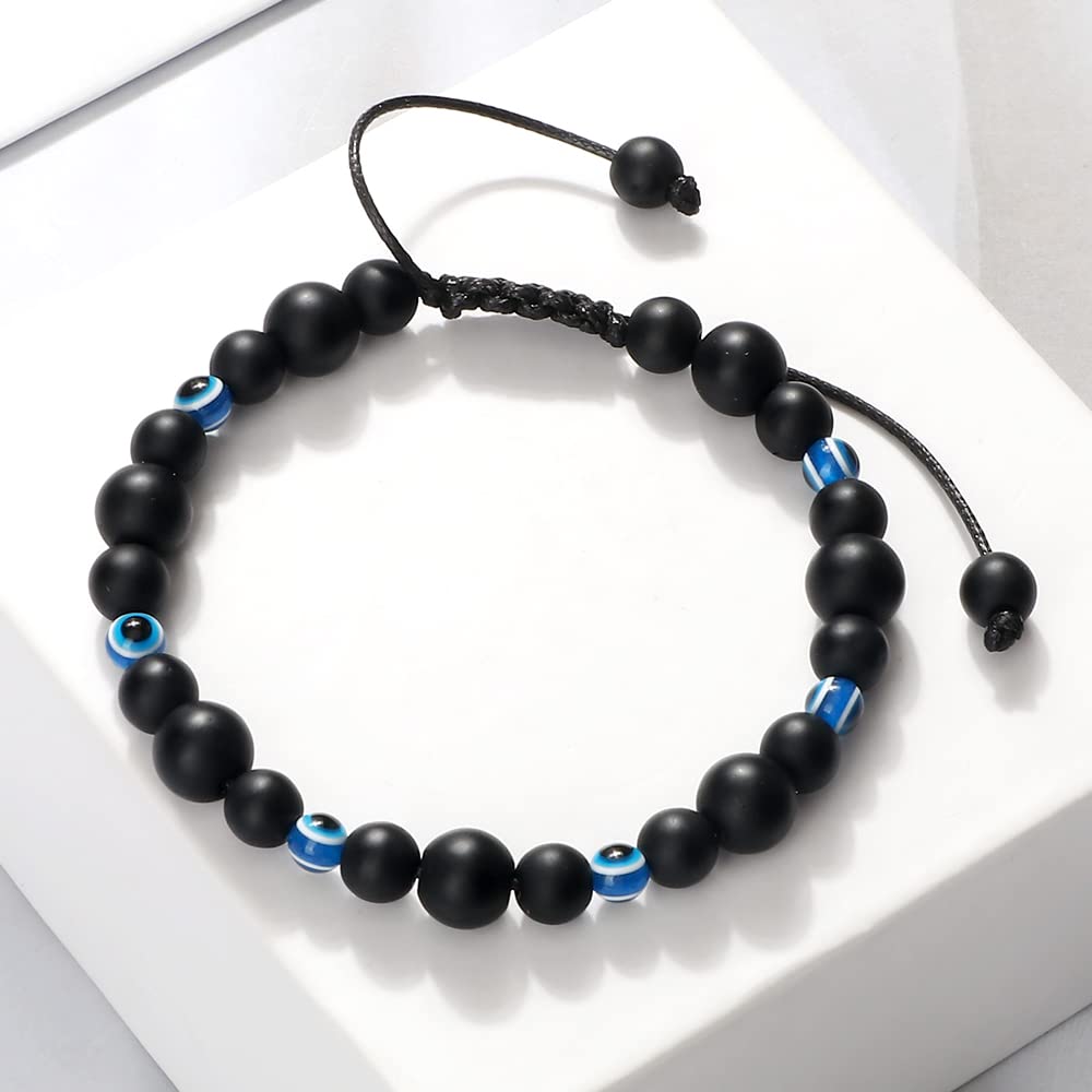 GXNRHG MOCHAMIK Armbänder handgemachte natürliche Tigerauge Stein Onyx Schwarze Lavaperlen verstellbare Armreifen Glück