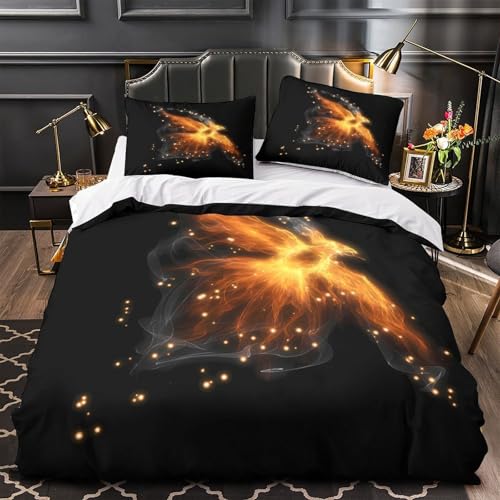 Housse de couette oiseau de feu effet 3D parure lit microfibre ultra douce - 2