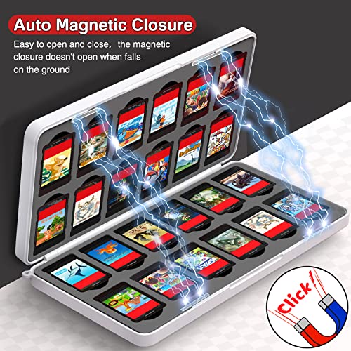 CYKOARMOR Game Card Case Holder for Nitendo Switch/Switch 2(2025) - Hard Shell Cartridge Case with 24 Game Slots & 24 Micro SD Card Slots, Portable Protective Organizer Traveler, Plaid Grey White — view 2