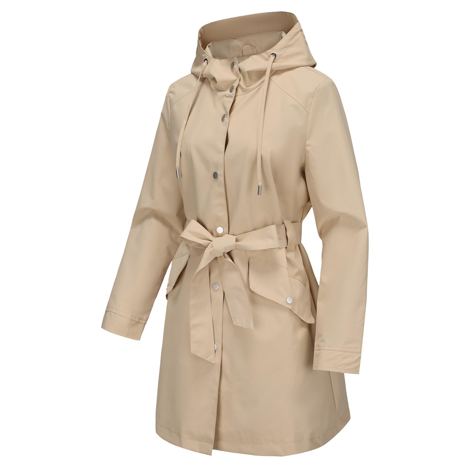 Donne Cappotto Primavera Autunno Donna Lunga Giacca a Vento Impermeabile all'aperto con Cappuccio Giacca Donna Casual Cappotti Monopetto