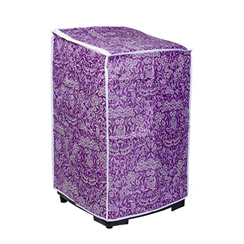 Image of Classic Top Load Washing Machine Cover Suitable for IFB Back Panel 7 Kg, 7.5 Kg, 8 Kg, 8.5 Kg, 9 Kg (60cmsX60cmsX90cms, Purple Flower)