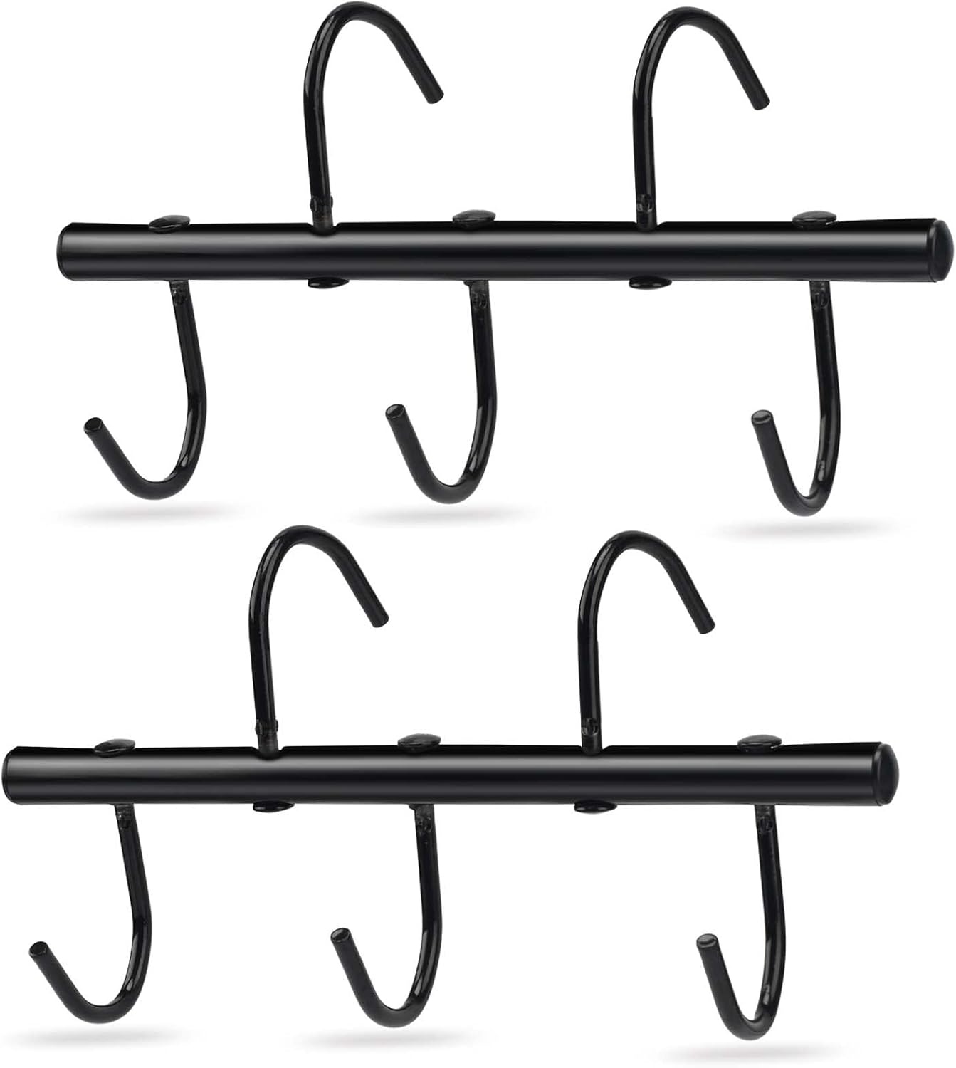 2Pcs Tack Rack with Swivel Hooks,5 Hook Portable Bridle Rack for Horse Tack Holder Stall and Fence(Black)