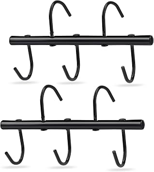 2Pcs Tack Rack with Swivel Hooks,5 Hook Portable Bridle Rack for Horse Tack Holder Stall and FenceBlack