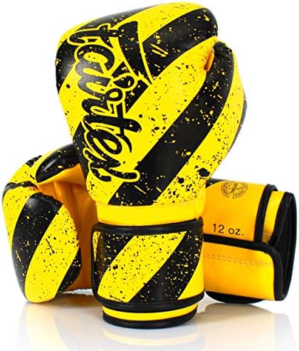 Fairtex BGV14 Muay Thai Boxing Gloves for Men, Women & Kids| MMA Gloves for Martial Arts|Made from Micro Fiber is Premium Quality, Light Weight & Shock Absorbent 16 oz Boxing Gloves-Yellow Grunge Art