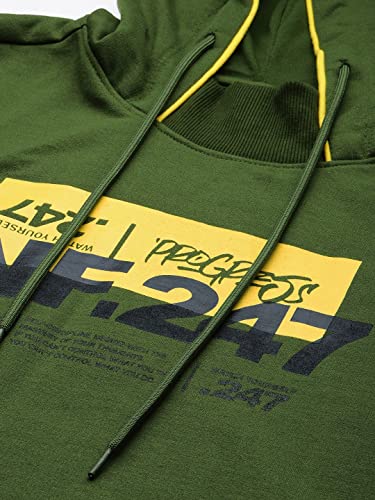 Image of The Indian Garage Co Men Regular Fit Placement Print Overhead Hooded Sweatshirt