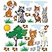 Kreative Feder WANDAUFKLEBER FRÖHLICHE FREUNDE Kinderzimmer Deko Wandtattoo selbstklebend bunt unisex Hund Dachs Fuchs Hase Katze Lamm Baum Sonne Blumen Gras Wolken Tierbabys Waldtiere Haustiere (L)