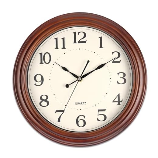 12 Inch Wood Wall Clock, Retro Wooden Wall Clocks Battery Operated, Silent Wall Clock for Living Room Bedroom Housewarming Xmas New Year Present
