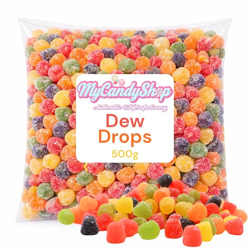 MyCandyShop Dew Drops 500g - British Sweets in bulk- Traditional Jelly Drops retro sweets Nostalgic Dew Sweeties Made in the UK