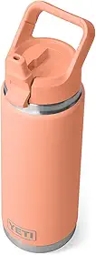YETI Garrafa Rambler de 740 ml, isolada a vácuo, aço inoxidável com tampa de palha que combina com cores, pêssego