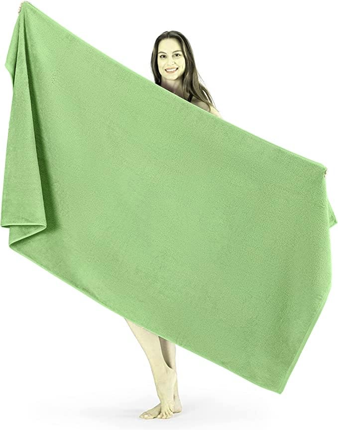 Extra Large Bath Sheet (100 x 200 cm -600 GSM) Super Jumbo Big Bath Sheet Towels Body Wrap (Sage Green, Cotton)