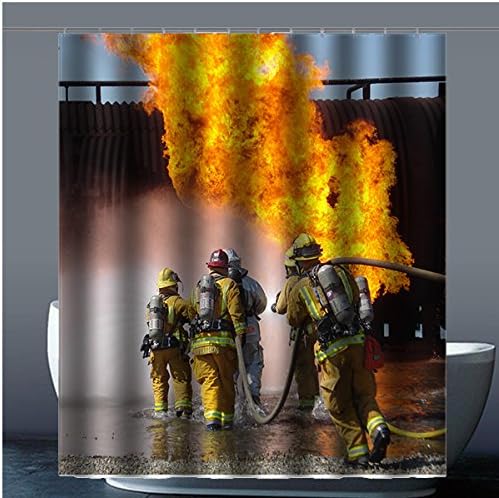 Traditionally FIRE FIGHTERS 100% Polyester Fabric Shower Curtain Shower Curtain, Polyester, c, 60x72(inches)