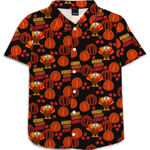 Image of Remimi Unisex Kids Halloween Shirt Boys Pumpkin Ghost Shirts Hawaii Button Up Tops 5-14 Years