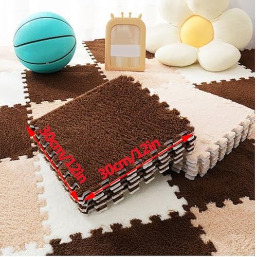 100Pcs Interlocking Foam Playmat Tiles 12"x12" - Fluffy Carpet Puzzle Pieces in Red & Black, Easy to Install & Clean, Perfect for Kids' Play Areas & Floor Protection