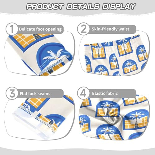 Blue Coconut Tree Girls Leggings Soft Stretch Workout Yoga Dance Pants for Kids Casual Tights3