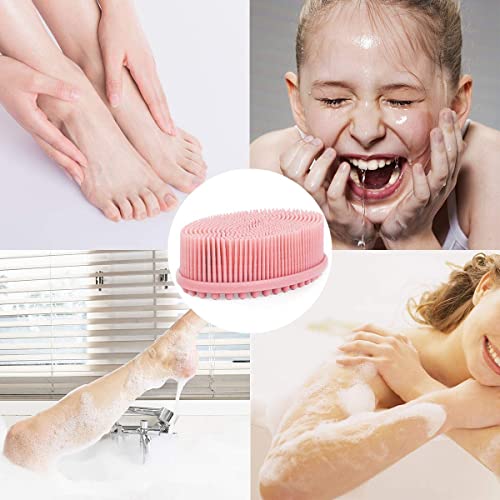 Image of Silicone Body Scrubber, Gentle exfoliating Body Scrubber That's Easy to Clean, Lathers Well, Long Lasting, and More Hygienic Than Traditional Shower Loofah (Pink)