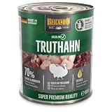 BELCANDO Baseline Nassfutter für Hunde, Truthahn, 6X 800g Dose, 70% Fleisch für ausgewachsene Hunde, Hundefutter nass ohne Getreide, Made in Germany