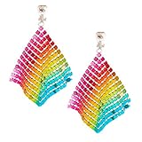 Claire's Silver 2.5' Rainbow Mesh Chain Clip On Drop Earrings
