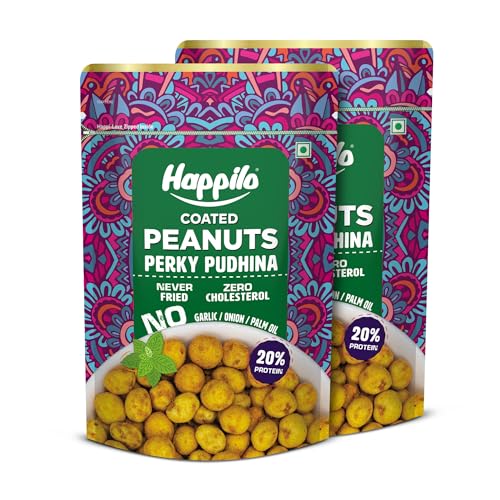Image of Happilo Premium Super Snack Perky Pudhina Peanut 150g, Crunchy and Nutty, High in Protein and Dietary Fibre (Pack of 2)
