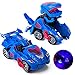 Voiture Transformers électrique avec lumières Clignotantes et Son - Se transforme en Dinosaure - Jouet éducatif, Cadeau d'anniversaire ou Noël - pour Enfants de 9 à 7 Ans