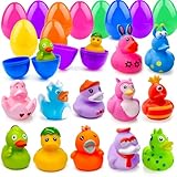 Lubibi Ostereier FüllerSpielzeuge, 12 Stück Gummienten Mehrpack mit 12 lebendig gefärbten Ostereiern, Perfekte Osterkorb-Füller, Partybeutel-Geschenke Ostergeschenk für Kinder von 3-7 Jahren