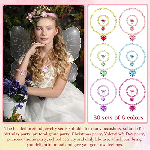 Yinkin 30 Sets Girl Princess Dress Up Jewelry Toddler Jewelry Princess Pretend Toy Jewelry Set With Necklace Bracelet Rings Princess Costume Jewelry Beaded Toy Necklace For Girls Costume Party Favors #TOP3