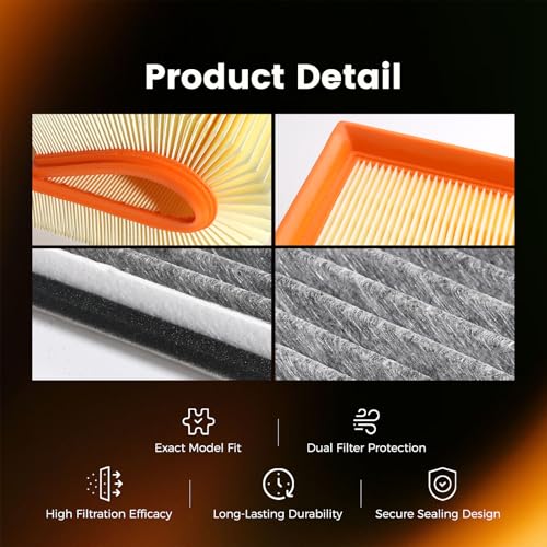 Image of A9068300318 Cabin Engine Air Filter Kit for Mercedes Dodge Freightliner Sprinter 2500 3500 2007-2018 Replaces A0000903751 CA10330 CF10436 Diesel Synthetic Activated Carbon