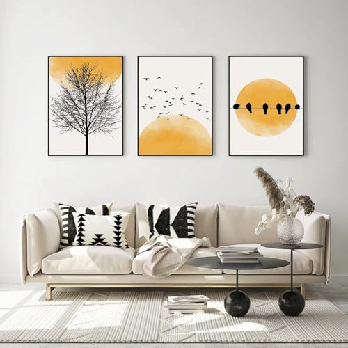 Framed Wall Decor Set of 3, Sunset Art Prints for