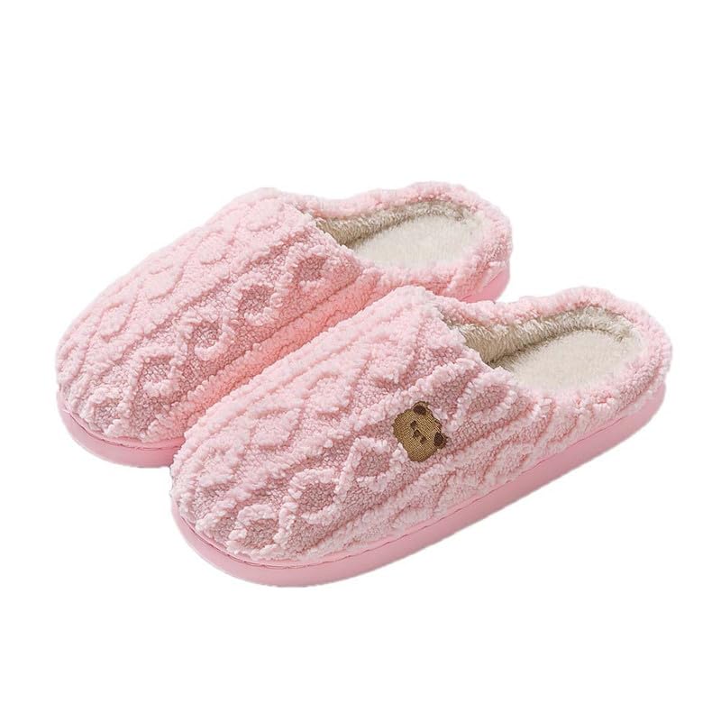 Women Men Knitted Wool Home Slippers Soft Fleece Memory Foam Indoor Shoes Non Slip - Main Image
