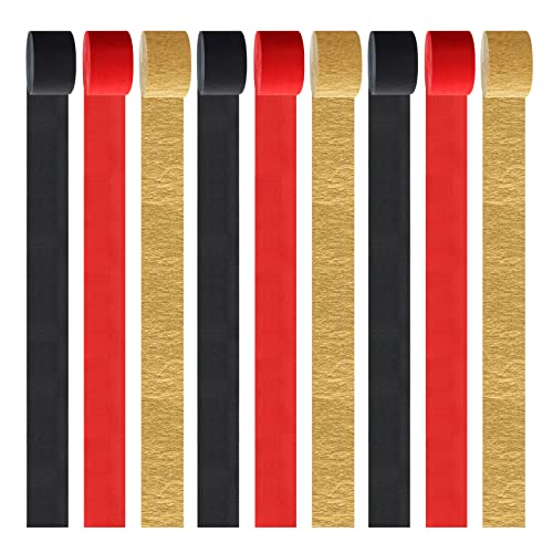 Image of Red-Black Gold Casino-Theme Party-Decorations Streamers - 9 Rolls Graduation Wedding Birthday Baby Bridal Shower Crepe Tissue Paper Streamer Garland Decor Panduola