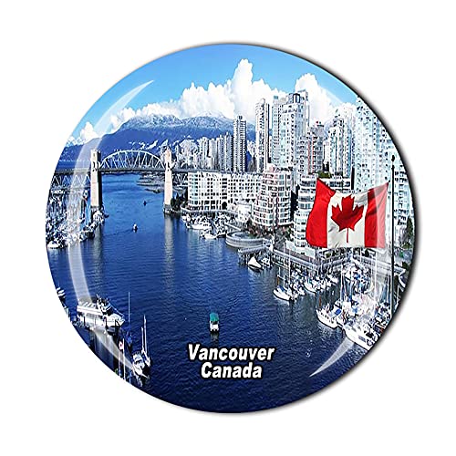 Imán decorativo Vancouver Canadá vidrio cristal 50x50 mm miniatura 1