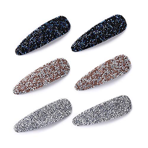 Rhinestone Hair Clips For Women And Ladies Shining Crystal Snap Clips Different Color Rhinestone Hair Pins Hair Barrettes For Party Wedding Daily Girls Hair Decorative (Pink Blue Gray) #TOP24