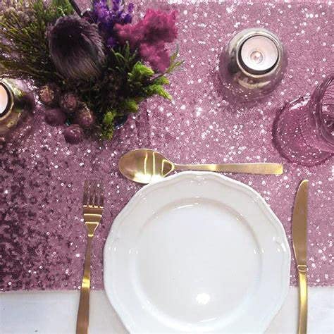 Jyflzq Rose Pink Sequin Table Runners 12" X 72" Pack Of 5 Sparkly Pink Metallic Table Runner Glitter Sequin Runner For Birthday Party Event Decorations #TOP2