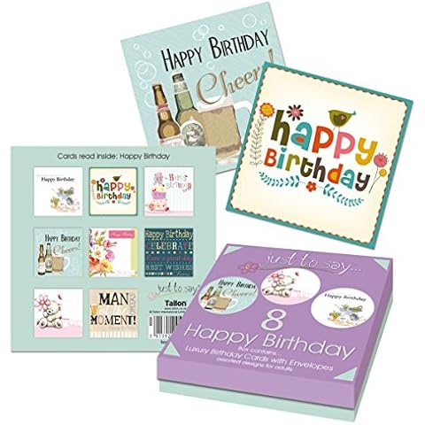 Just to Say 8 Adult Birthday Cards in Keepsake Box 4491,grey|purple|blue|green|beige Cover