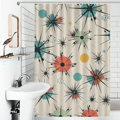 Rideau de douche anti éclaboussures en tissu imperméable rétro 122x183