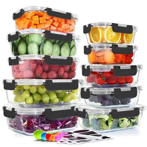 Recopilación de Refractarios de vidrio con tapa los más recomendados. 41 TMOSLY Recipientes de Vidrio para Alimentos (10 Piezas), Recipientes herméticos con Tapas, Recipientes para Alimentos, Caja de Almacenamiento de Vidrio Transparente para Cocina y...