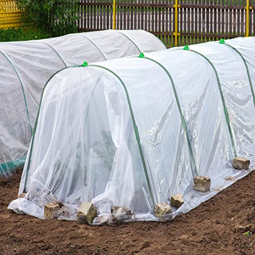 Aierden Greenhouse Hoops Grow Tunnel, Garden Hoops For Raised Beds, 6Pcs 37*35In Detachable Rust-Free Steel With Plastic Coated Support Hoops With 12 Clips Frame For Garden Fabric Covers Netting #TOP4