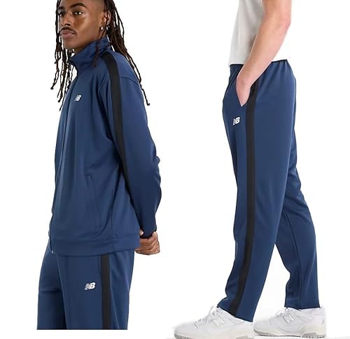 ノーブランド品 ［メンズ・ユニセックス］［ストレッチ 上下セット/two-piece set］ ニューバランス ニット フルジップ トラックジャケット ×パンツ(ストレート) ［ジャケット+パンツ2点セット］ AMJ51503-AMP51203