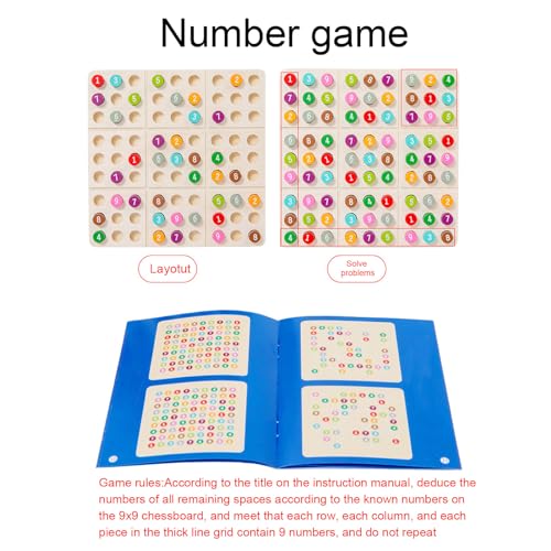 Placa de Madeira Sudoku, Jogo de Codificação Sudoku Colorido Lado Duplo Dois Modos de Jogo Brinquedo