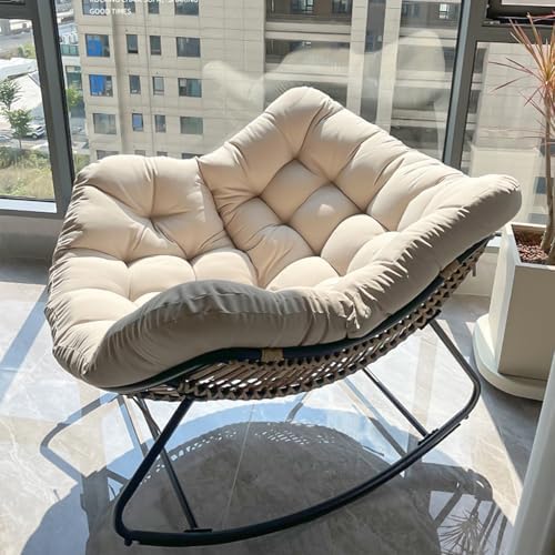 Large Wicker Outdoor Rocking Chair - Comfortable Egg Lounge Chair for Bedroom, Living Room, Porch, and Garden - Stylish & Durable Patio Furniture