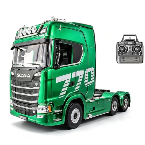 ラジコン セミトレーラー2.4GHz 1/18スケール スカニア 770S大型トラック用トラクターヘッド&フラットベッドトレーラーリアルサウンド・ライト機能付きミニチュア 建機 おもちゃ 砂浜 砂場貨物輸送用 (ヘッド-グリーン) ラジコン セミトレーラー2.4GHz 1/18スケール スカニア 770S大型トラック用トラクターヘッド&フラットベッドトレーラーリアルサウンド・ライト機能付きミニチュア 建機 おもちゃ 砂浜 砂場貨物輸送用 (ヘッド-グリーン)