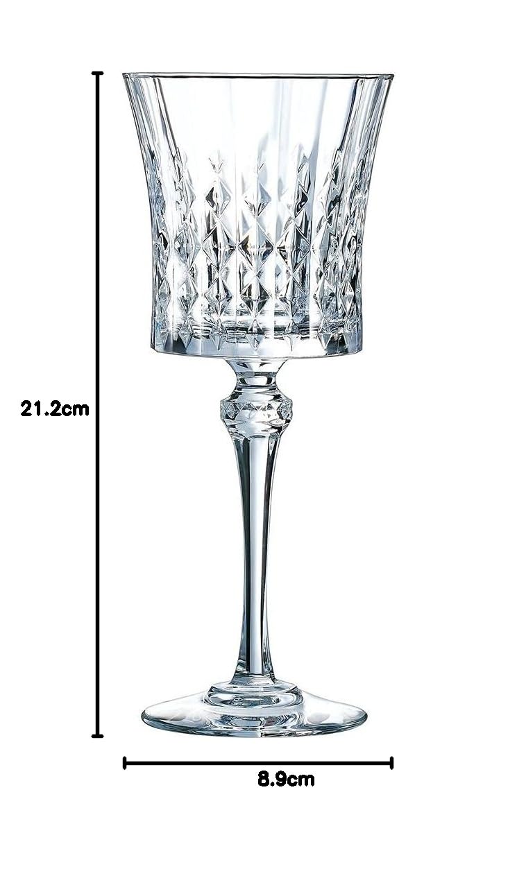 Cristal d'Arques Paris Lady Diamond – 6 steelglazen 270 ml – glans, transparantie en hoge weerstand – gemaakt in Frankrijk – versterkte verpakking, geschikt voor online verkoop